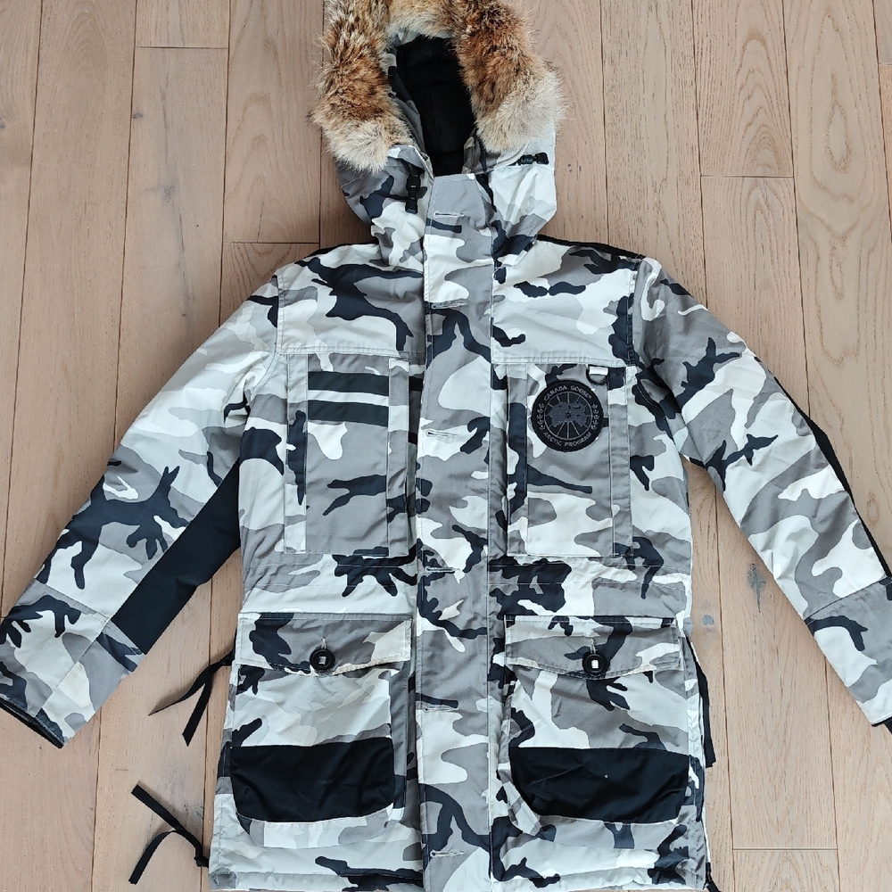 Canada Goose Black and Gray Camouflage Jacket